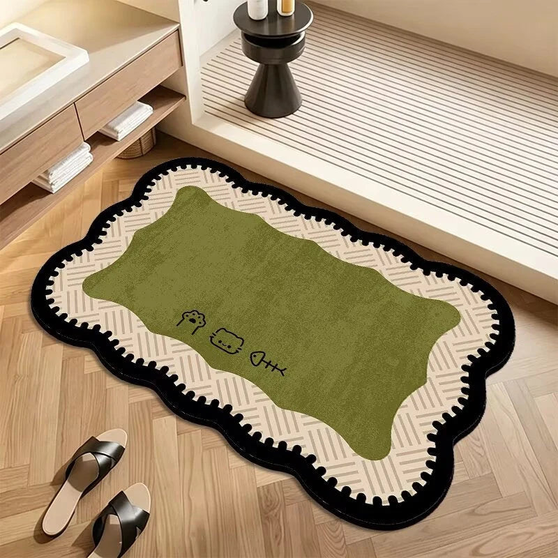 Rug Plush Non-Slip Backing and Patterned Edge