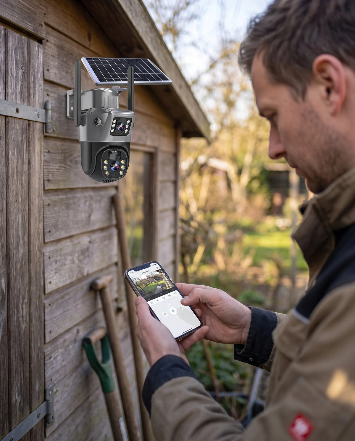 Security Camera Solar-Powered Dual Lens 10× Optical Zoom