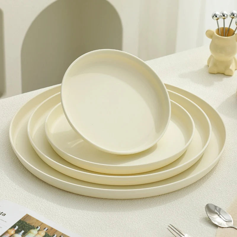 Serving Tray Round Plastic Easy-Clean Surface