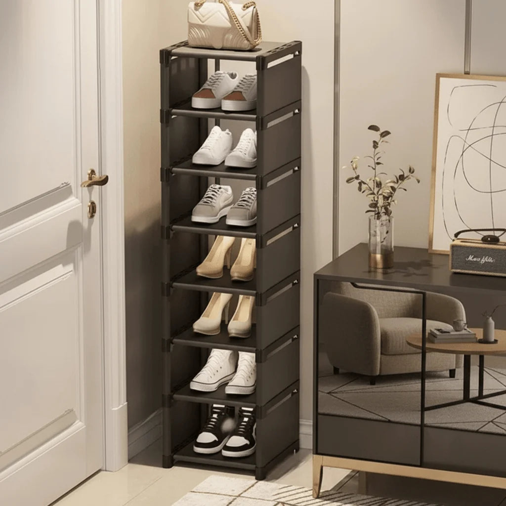 Shoe Rack Space-Saving Corner Design Stackable Tool-Free Assembly