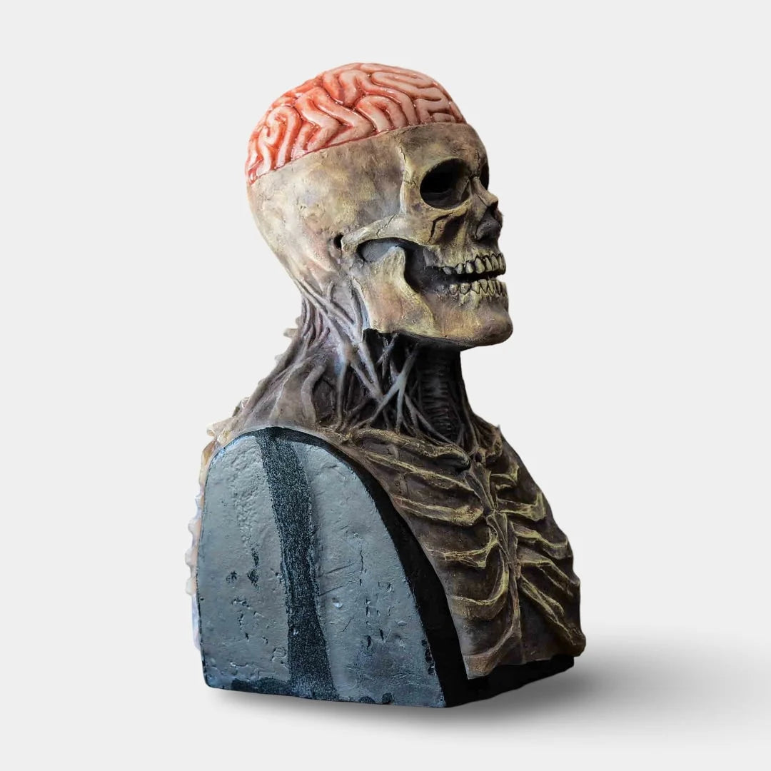 Skeleton Bust Resin Exposed Brain Halloween Decoration