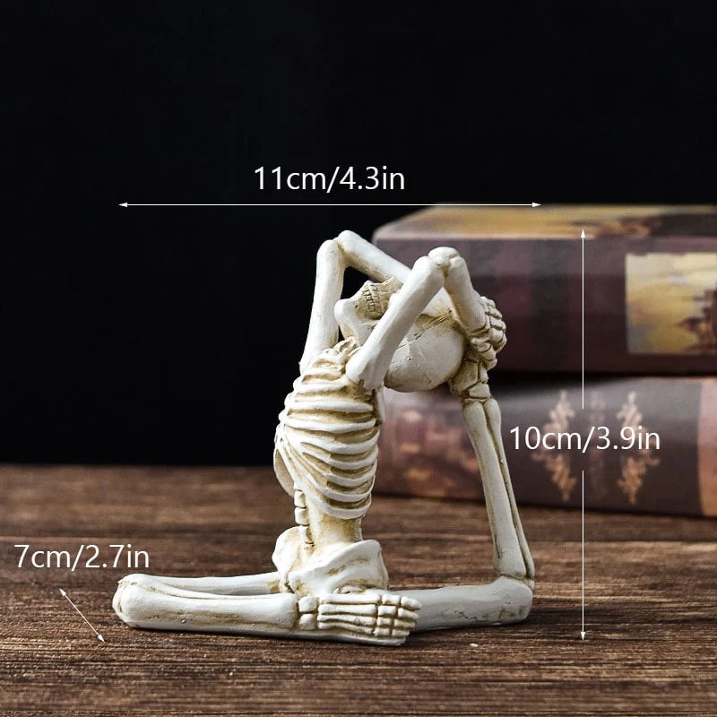 Skeleton Figurine Cast Resin Yoga Pose Desk Décor