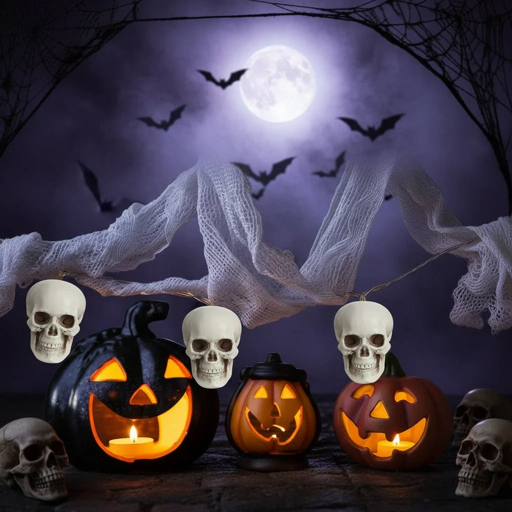 Skull Decorations Set of 10 Freestanding Plastic Figures