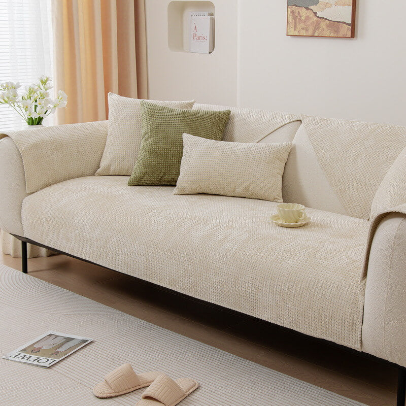 Sofa Cover Chenille Waffle Weave Non-Slip Machine Washable