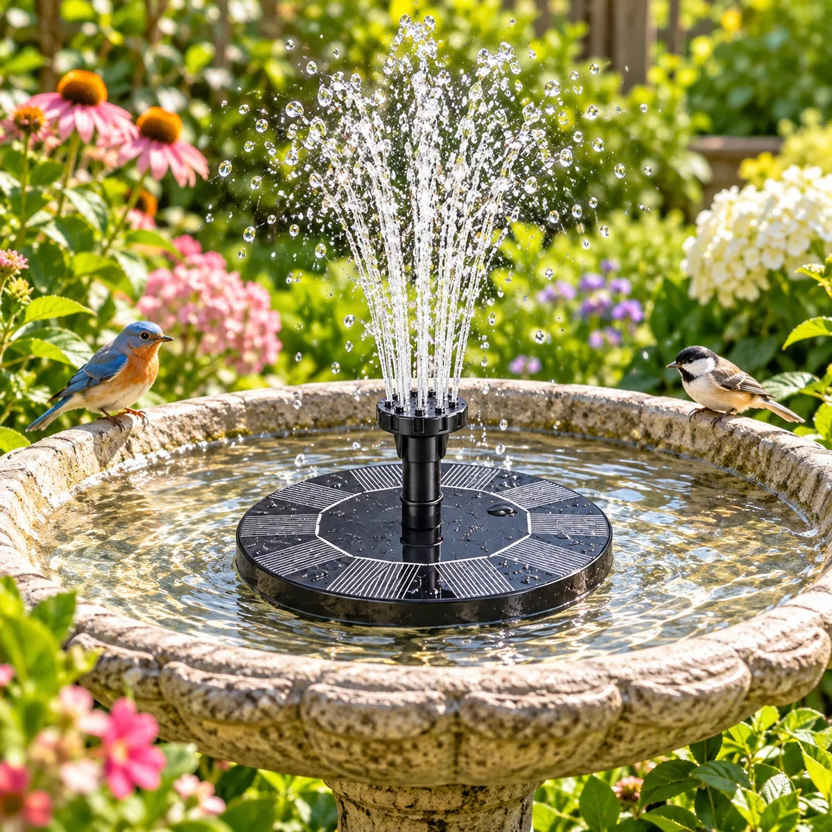 Solar Fountain Pump Floating Solar-Powered Interchangeable Heads