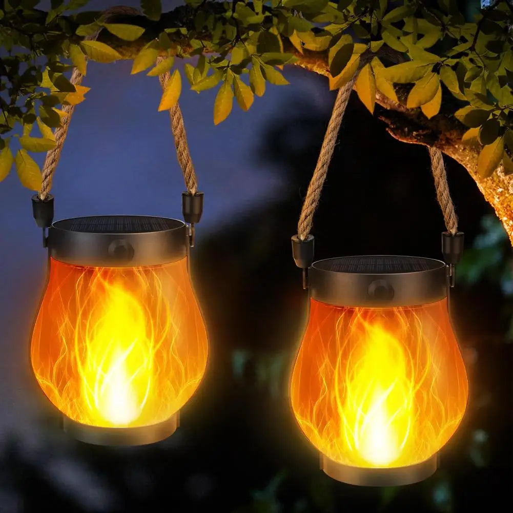 Solar Lantern Flickering Flame Waterproof Dual Charging
