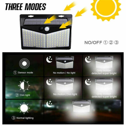 Solar Motion Sensor Light Motion-Activated Three Lighting Modes Weather-Resistant