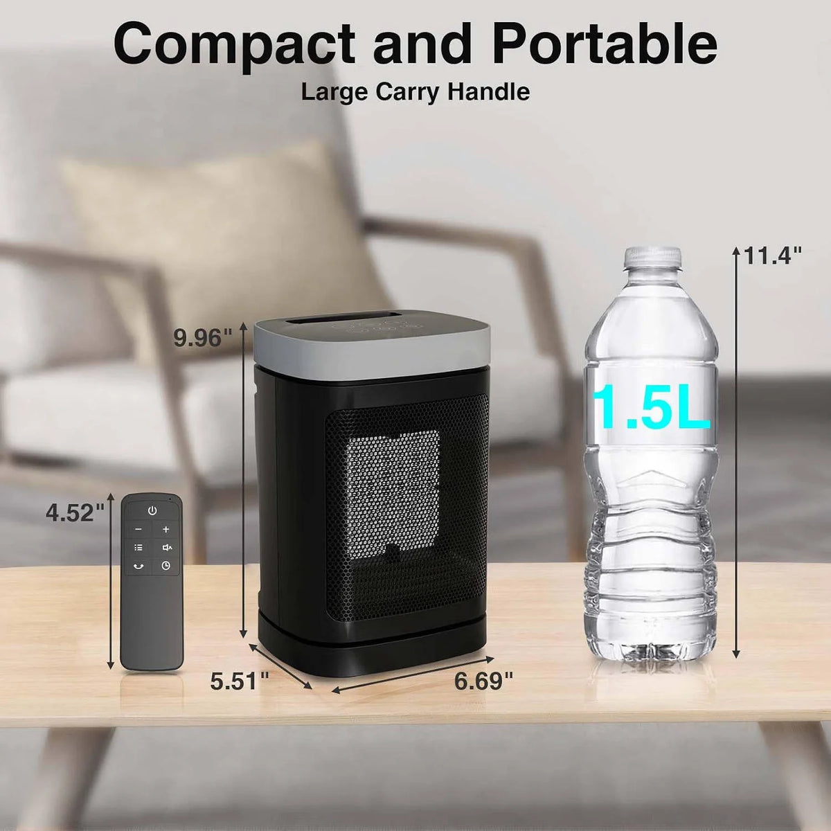 Space Heater 1500W Ceramic 70° Oscillation Remote Control
