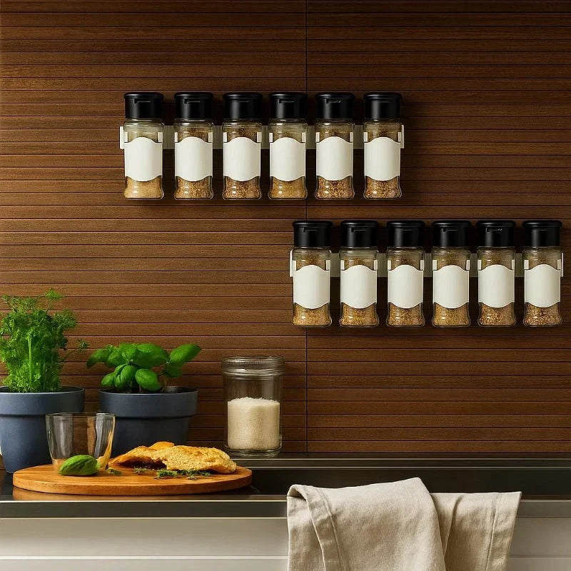 Spice Rack Adhesive Wall-Mounted Five-Hole Storage