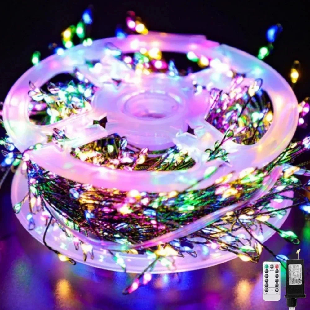String Lights Starburst Design Flexible Copper Wire Remote Control IP65 Splashproof