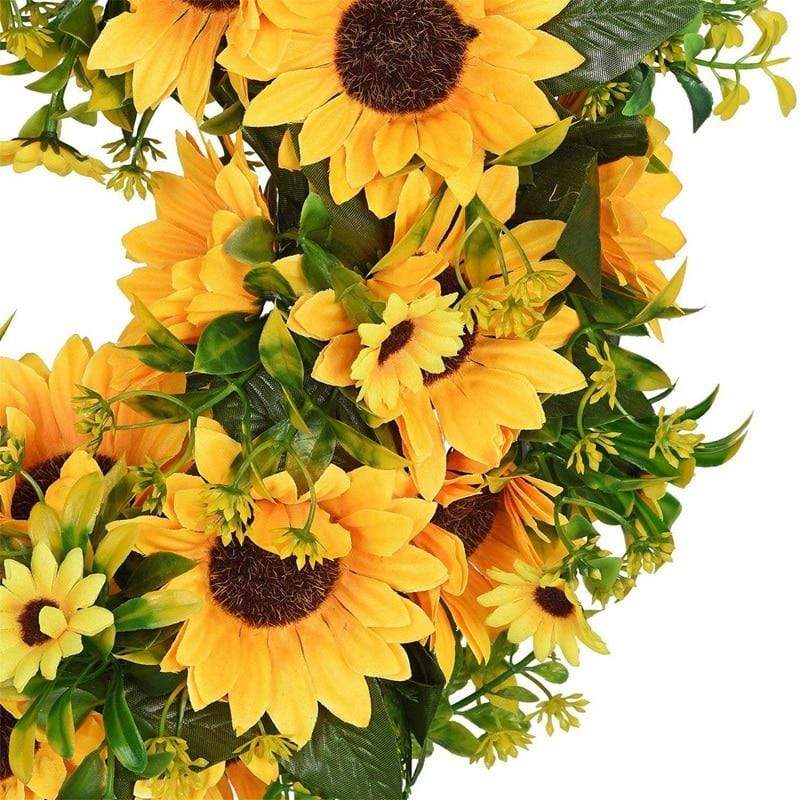 Sunflower Wreath Artificial Crepe Flowers Rattan Base