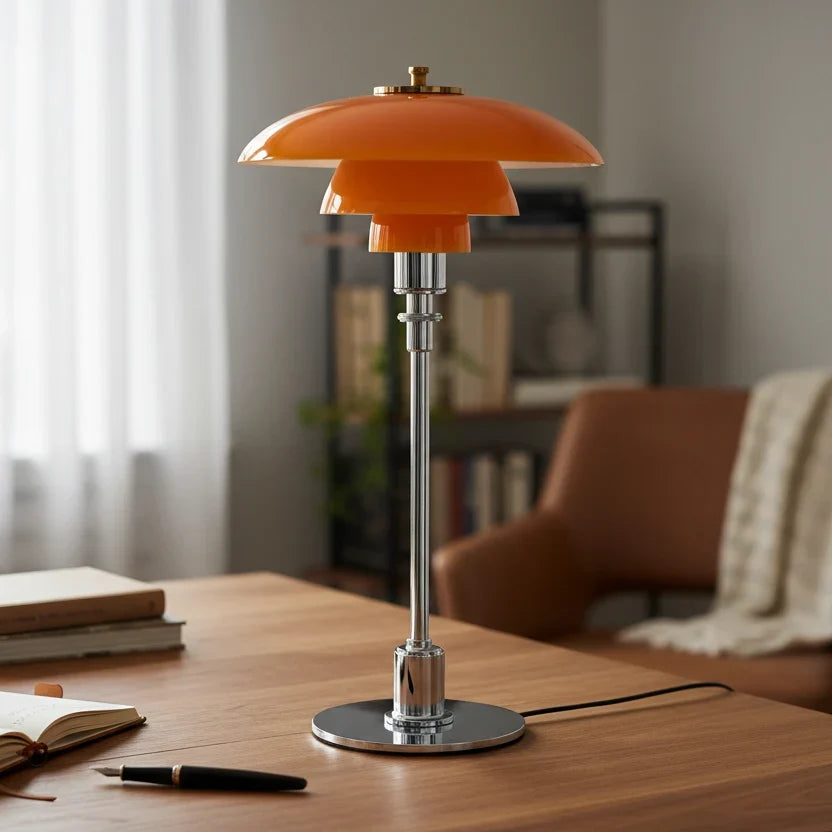 Table Lamp Iron And Glass Continuously Dimmable Rotary Control