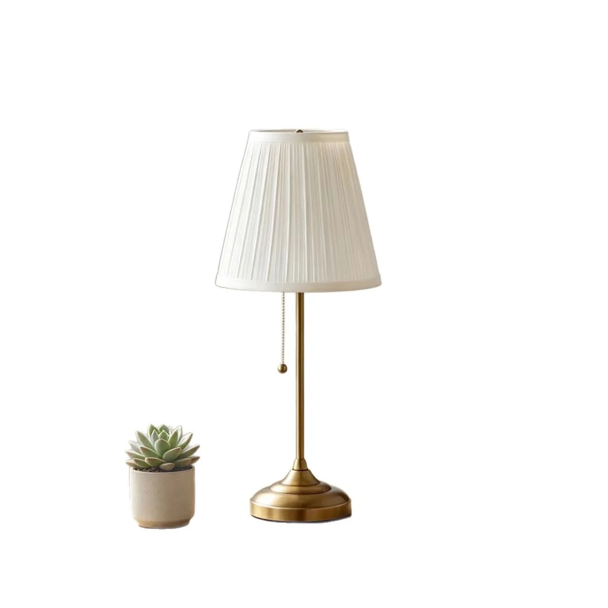 Table Lamp Pleated Shade Weighted Base Pull Chain