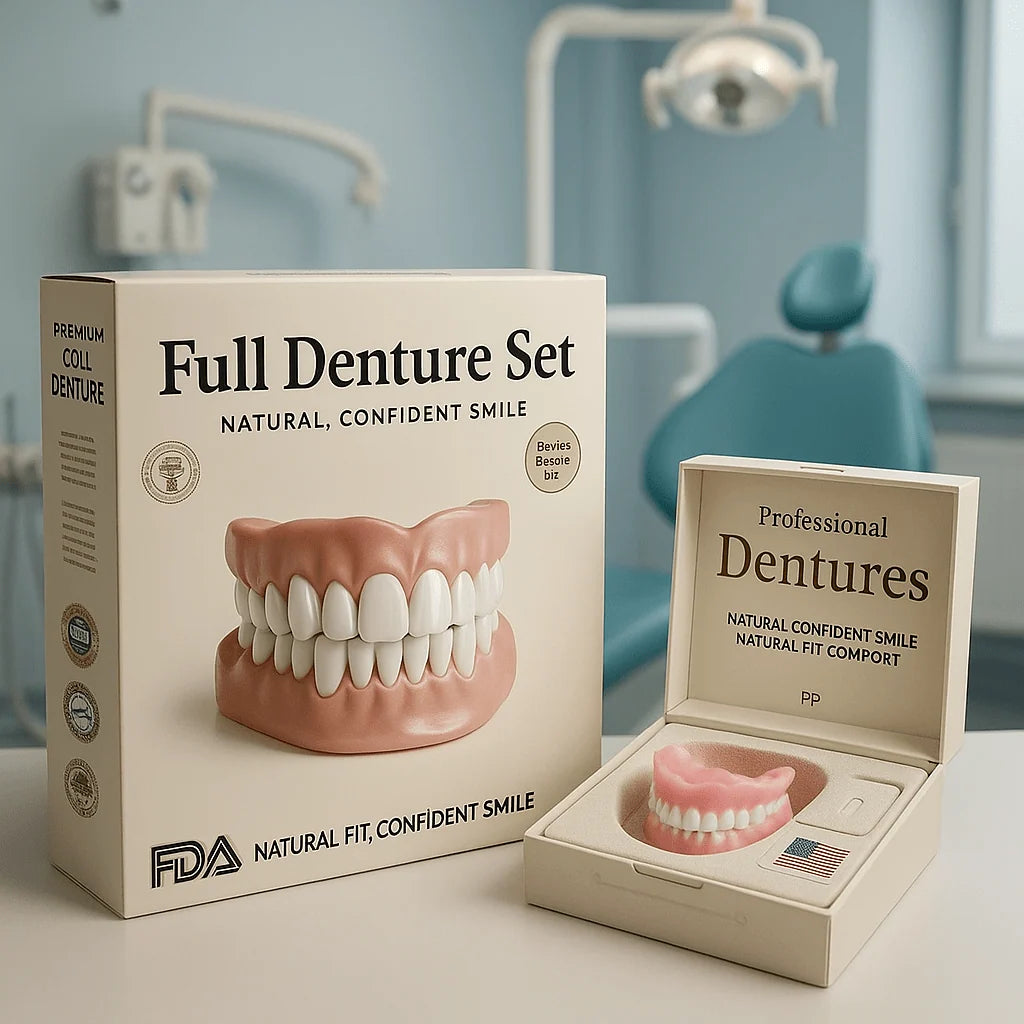 Temporary Denture Set Heat-Moldable Reusable Upper & Lower Pieces