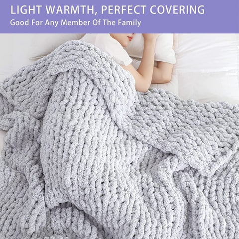 Throw Blanket Chenille Chunky Knit Oversized Loop Stitch