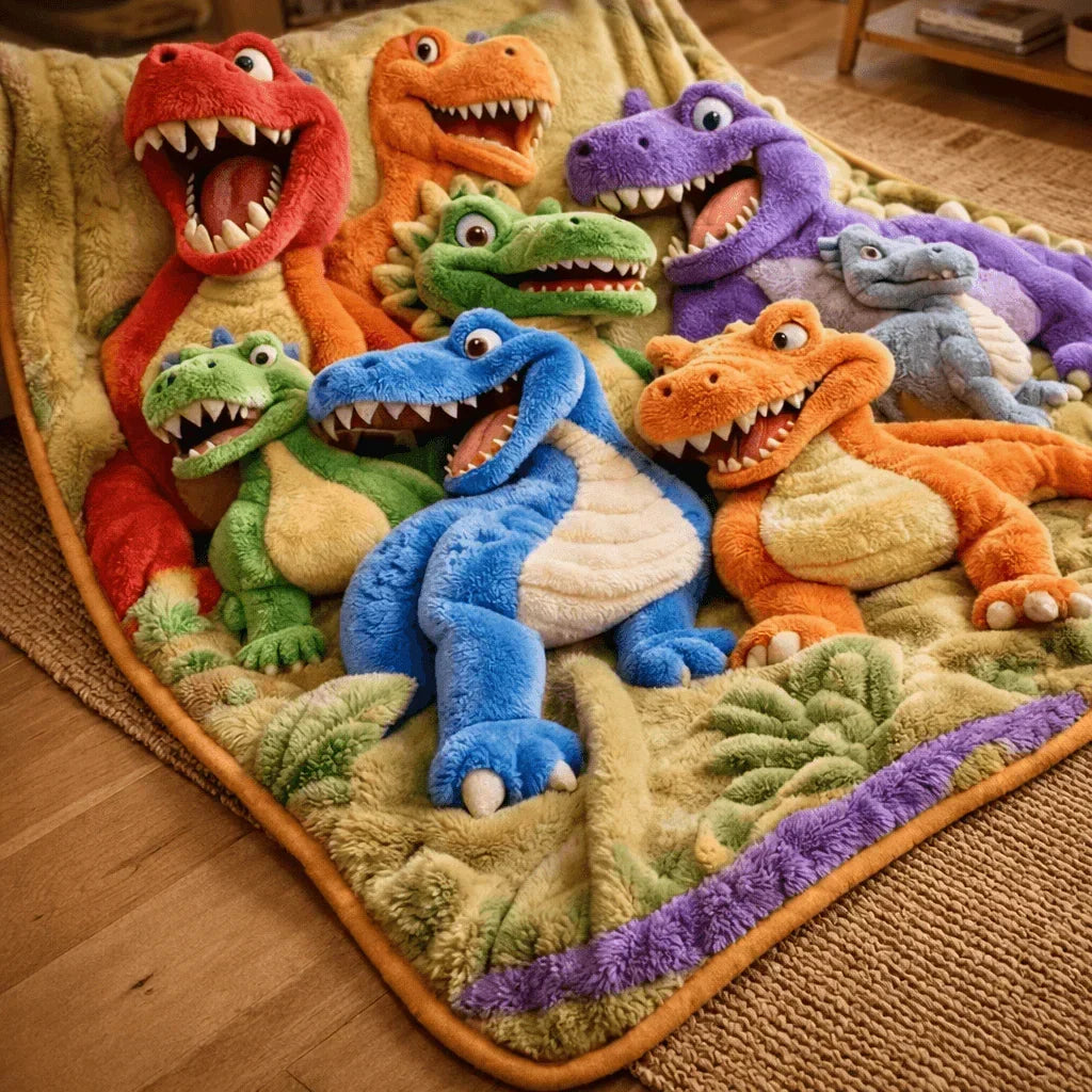 Throw Blanket Oversized Dinosaur Print Soft & Machine-Washable