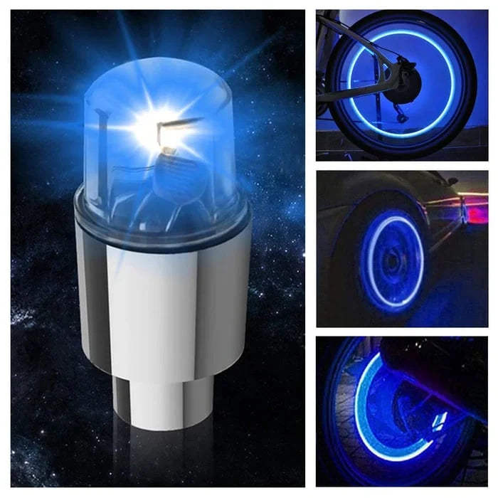 Tire Valve Cap Lights Motion-Activated Weatherproof LED 4-Pack
