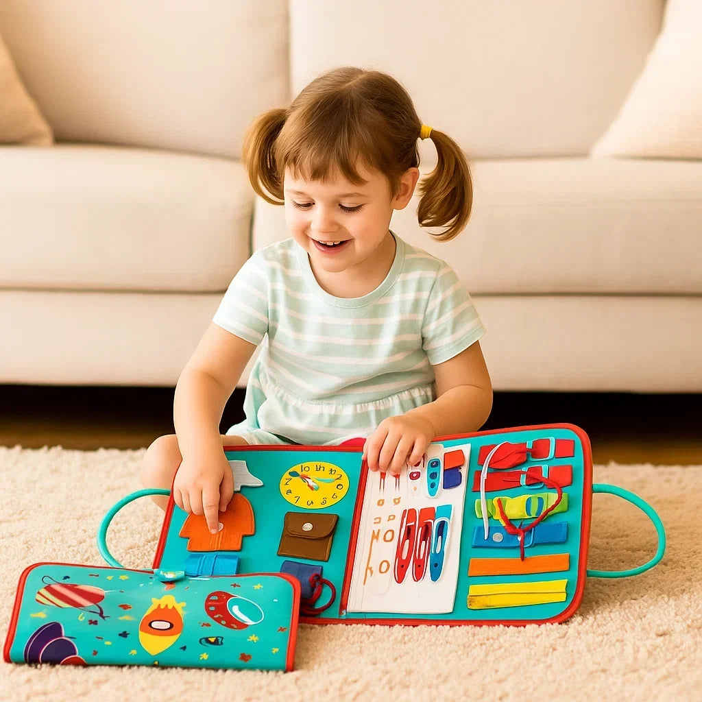 Toddler Activity Book Fabric Zippers Buttons & Laces