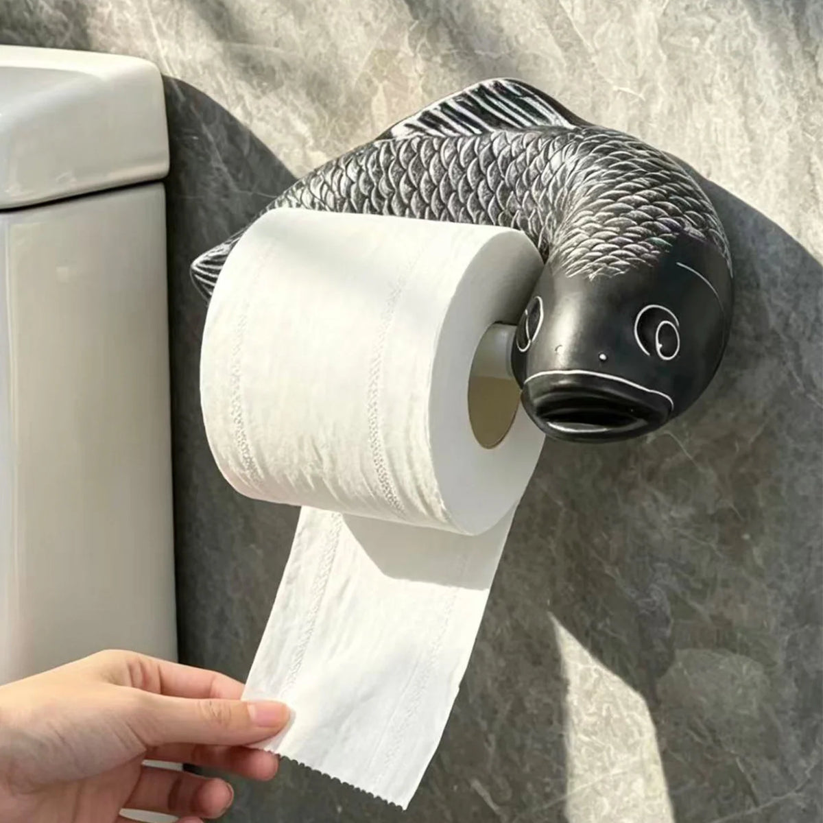 Toilet Paper Holder Carp-Shaped No-Drill Wall-Mounted