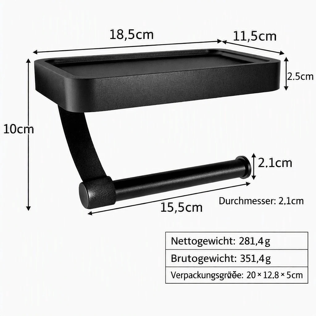 Toilet Paper Holder Stainless Steel Integrated Shelf Drill-Free Installation