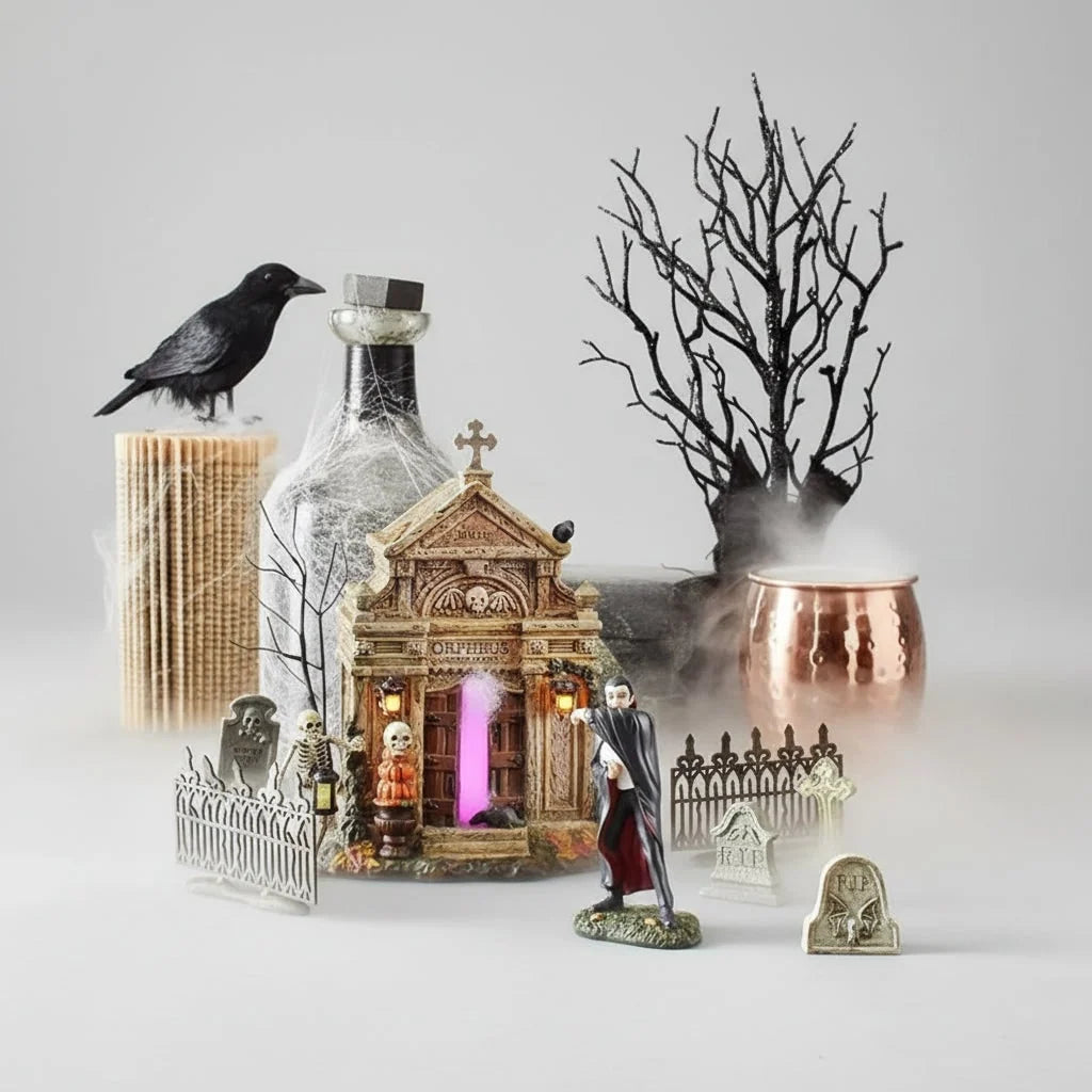 Tombstone Decorations Resin Set of 4 Tabletop Display