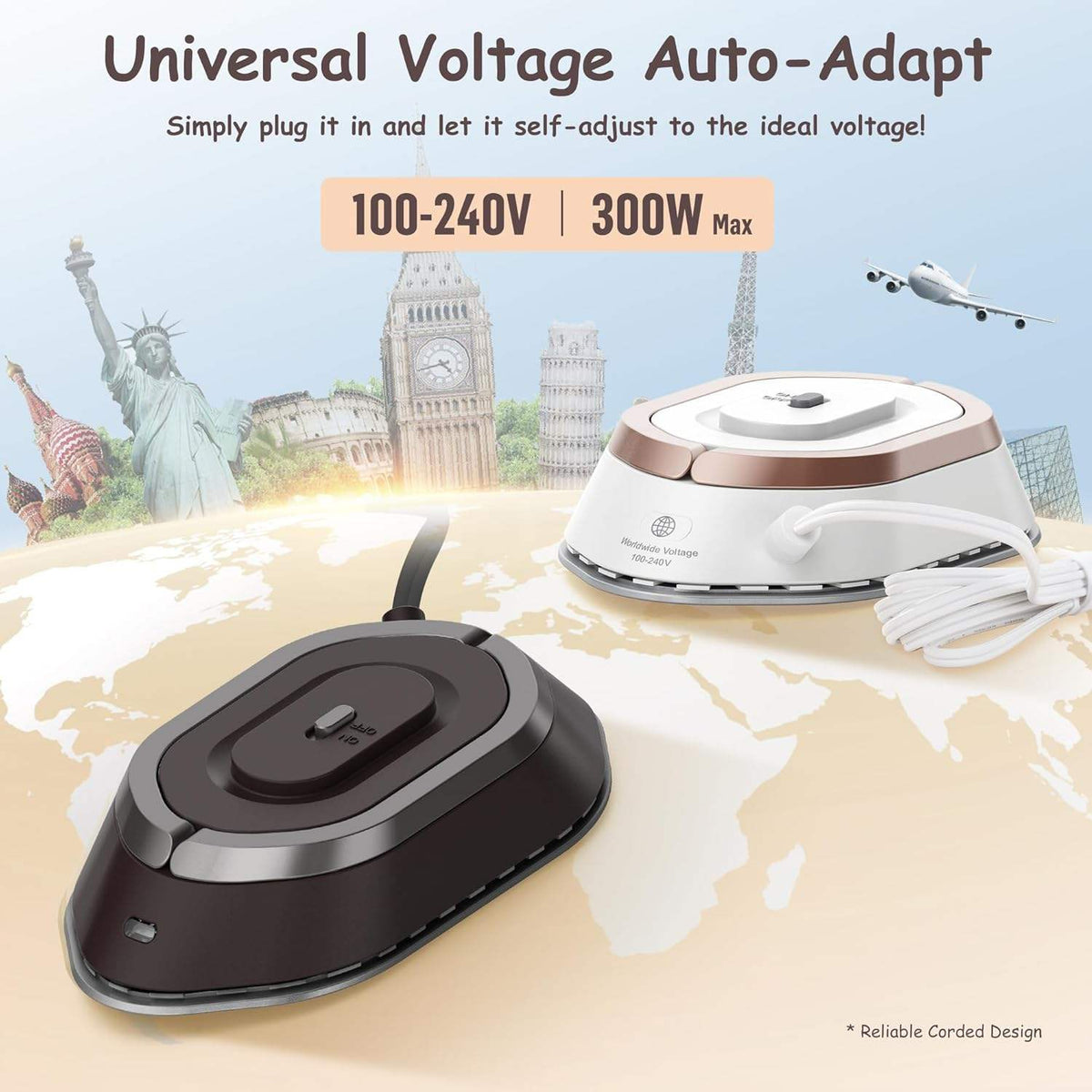 Travel Iron Foldable Handle Compact Dry & Wet Ironing