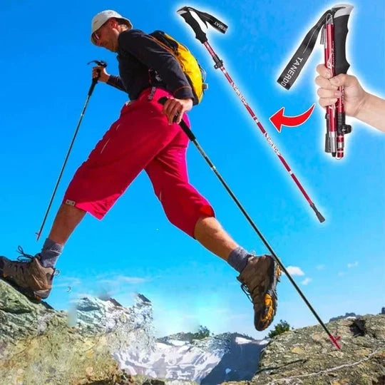 Trekking Pole Adjustable Telescopic Foldable Compact-Packing Support
