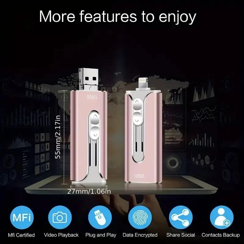 USB Flash Drive 4-In-1 Connectivity USB 3.0