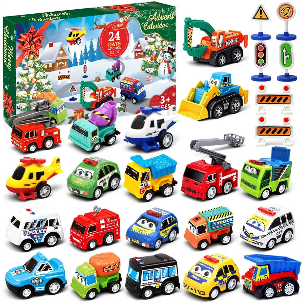 Vehicle Advent Calendar 24 Doors Pull-Back Vehicles