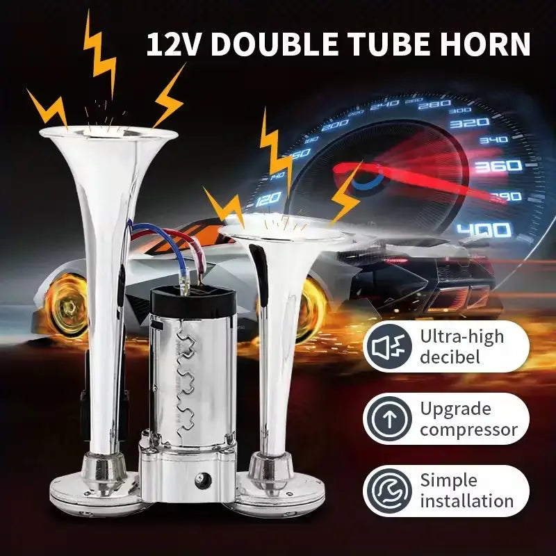 Vehicle Air Horn Dual 130 dB Automatic Compressor 12V