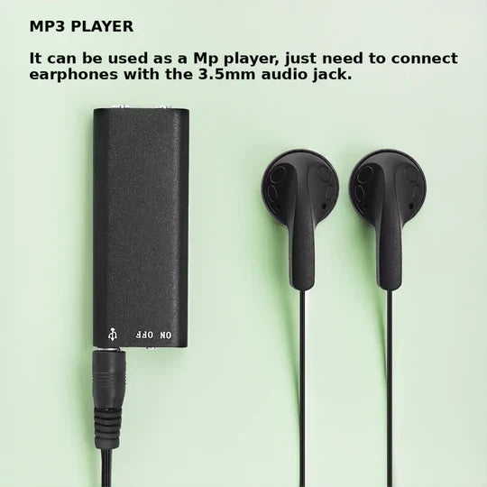 Voice Recorder Voice-Activated Compact Plug-and-Play Recording
