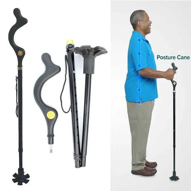 Walking Stick Adjustable Aluminum Ergonomic Grip 360-Degree Rotating Tip