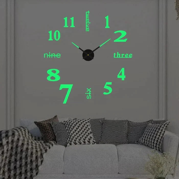 Wall Clock Frameless 3D Acrylic Numerals Silent Quartz