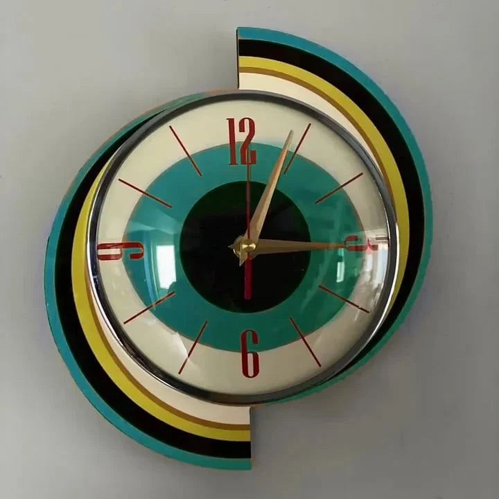 Wall Clock Mid-Century Sunburst Silent Movement Handcrafted