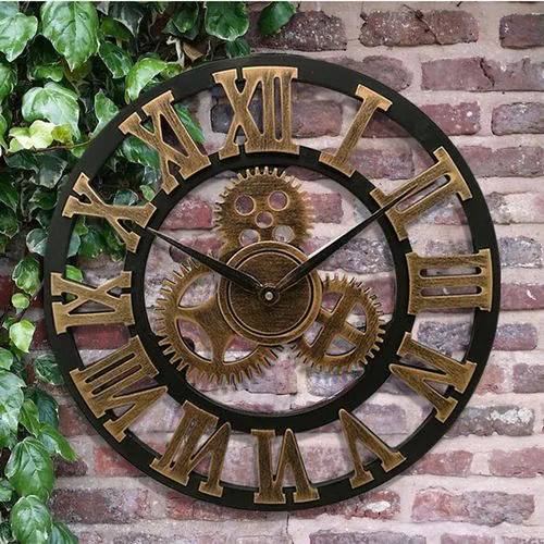 Wall Clock Vintage Industrial Design Easy-to-Read Dial