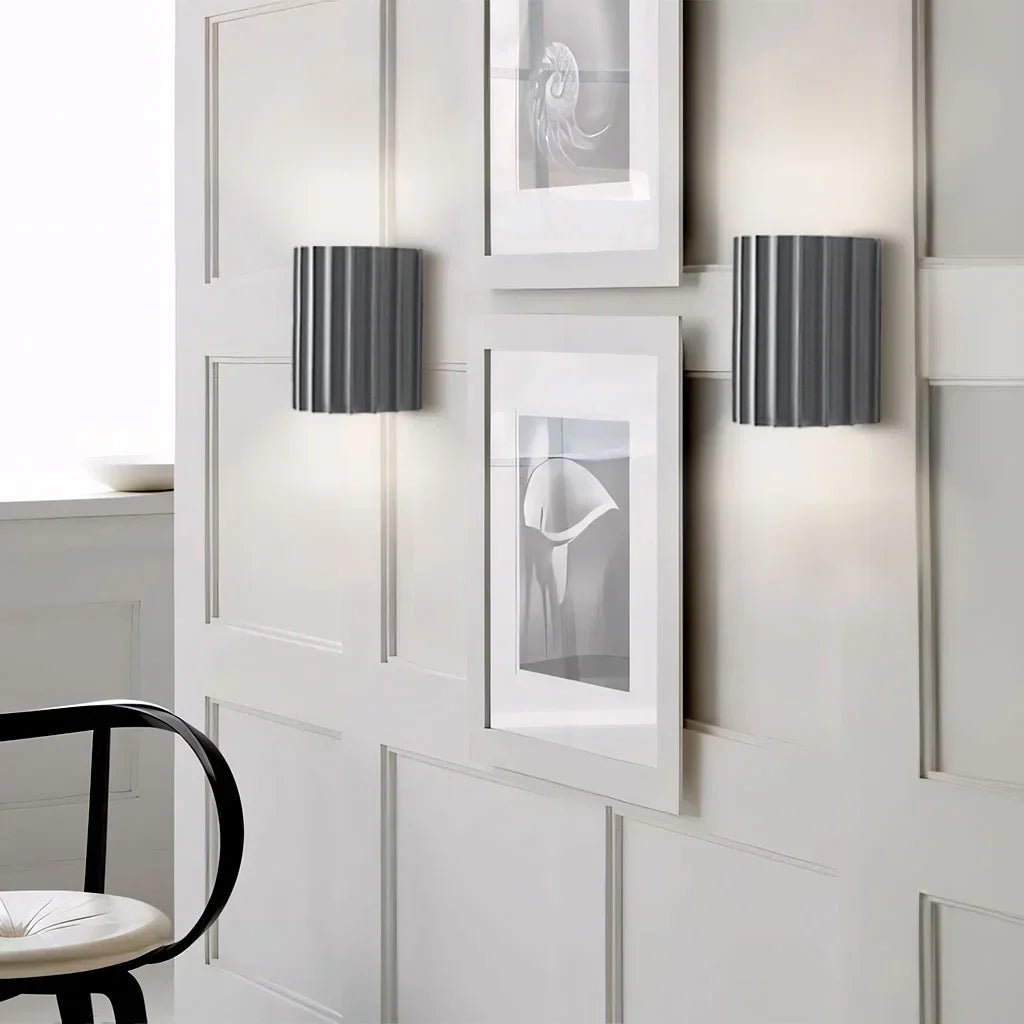 Wall Light Ribbed Resin Flat-Mount Design