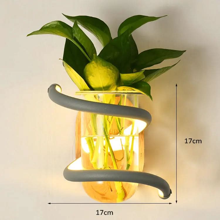 Wall Light Solid Wood Built-In LED Glass Vase Holder