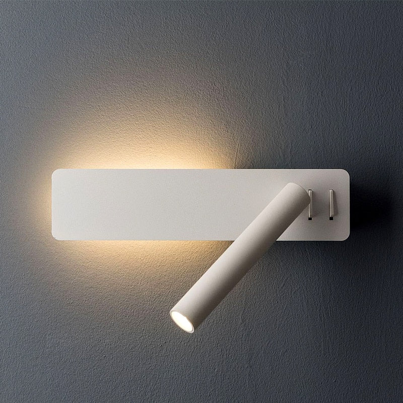 Wall-Mounted Reading Lamp Adjustable Brightness Rotating Head Warm & Cool LED Light
