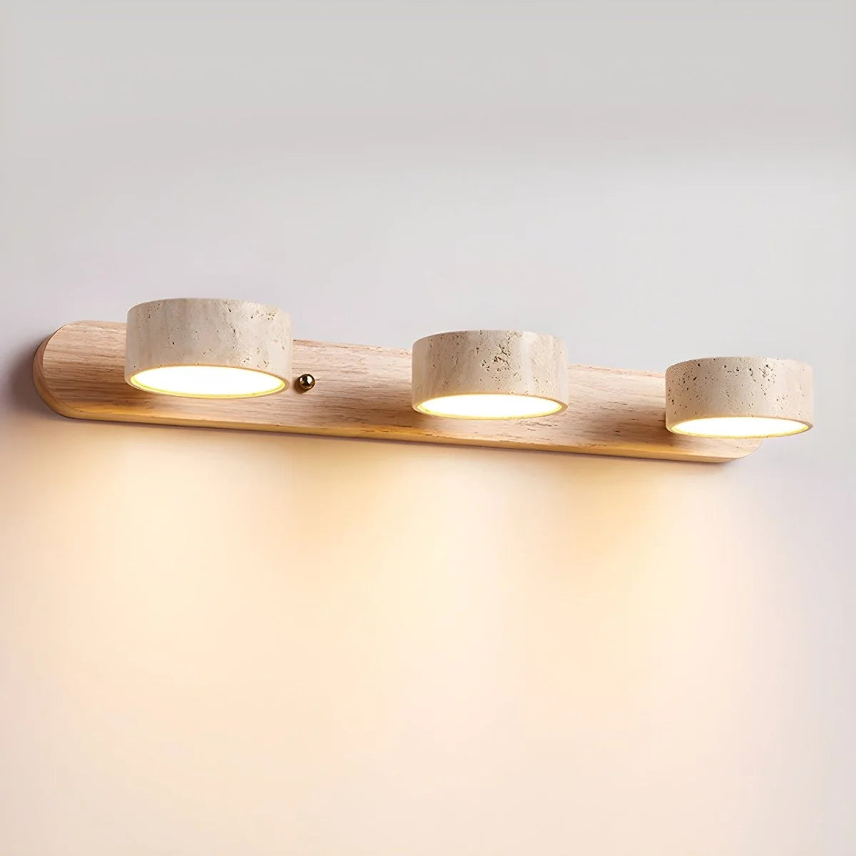 Wall Sconce Travertine Stone & Wood Integrated LED Panels