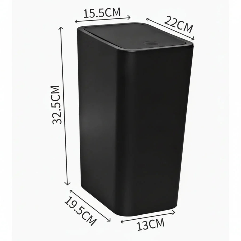Waste Bin Slim Space-Saving Push-Button Lid Odor Control 2.6 Gallon