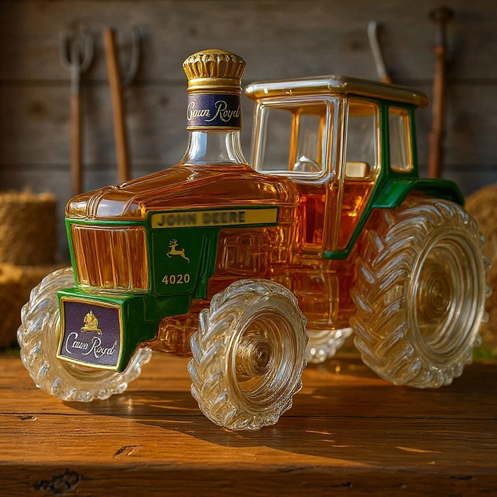 Whiskey Decanter Tractor-Shaped Lead-Free Glass