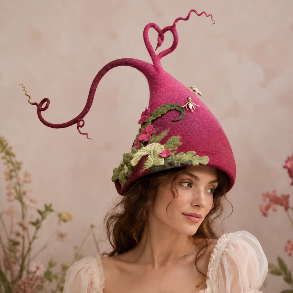 Witch Hat Felted Wool Curled Tip Forest Embellishments