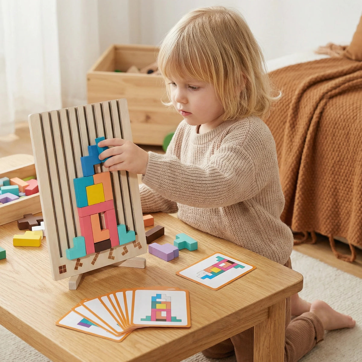 Wooden Shape Puzzle Board Geometric Matching Puzzle