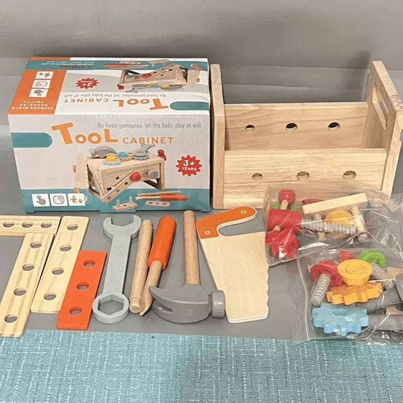 Wooden Toy Toolbox Montessori-Inspired Creative Building Play