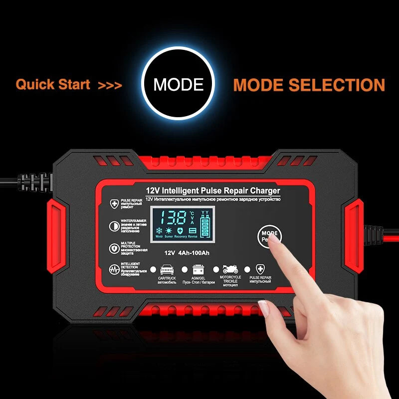 12V Battery Charger 6A Pulse Repair LCD Display