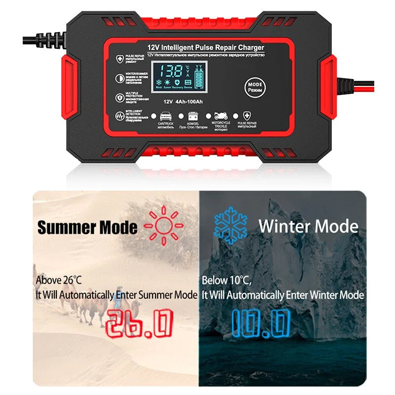 12V Battery Charger 6A Pulse Repair LCD Display