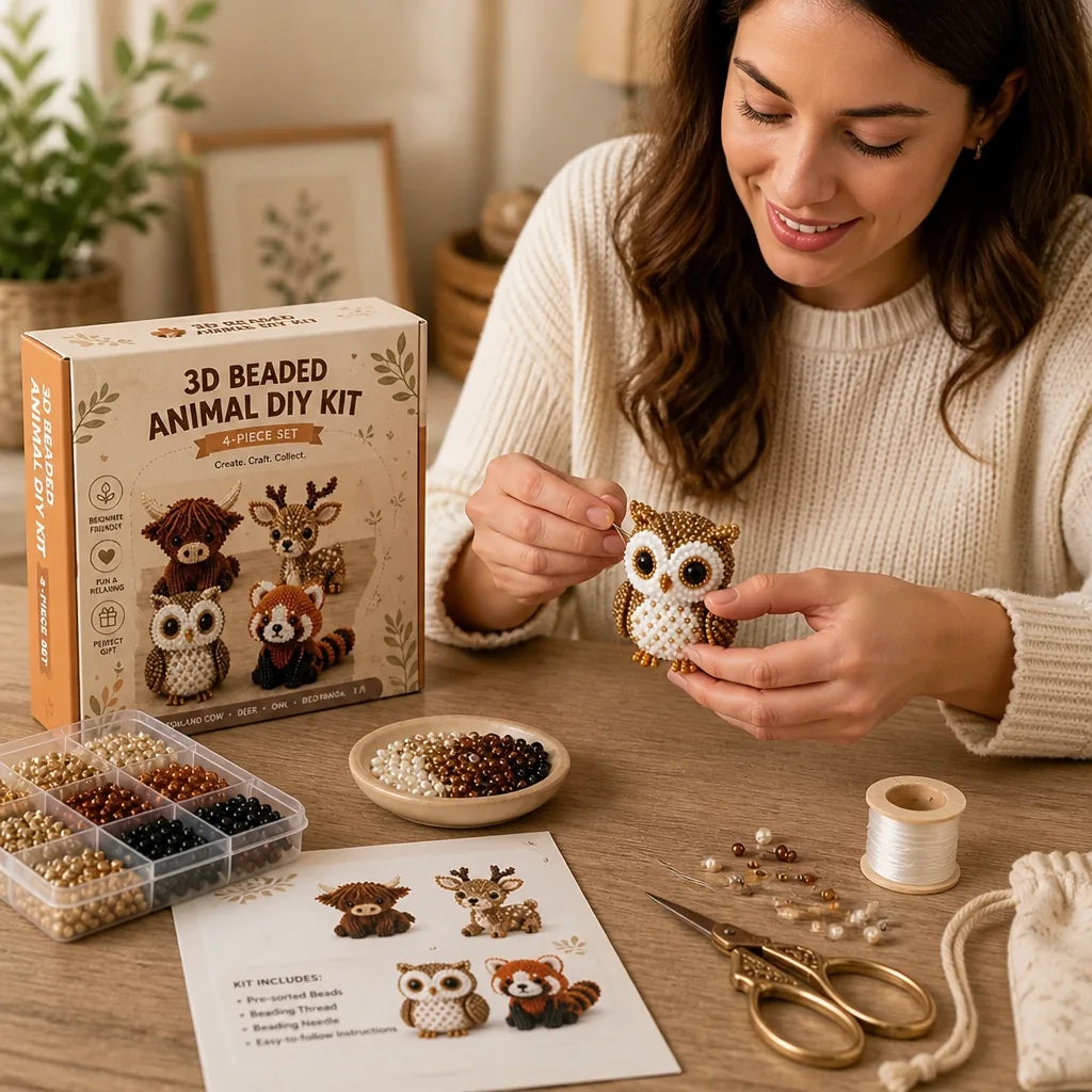 3D Animal Bead Craft Kit Pre-Sorted Beads Tools Included