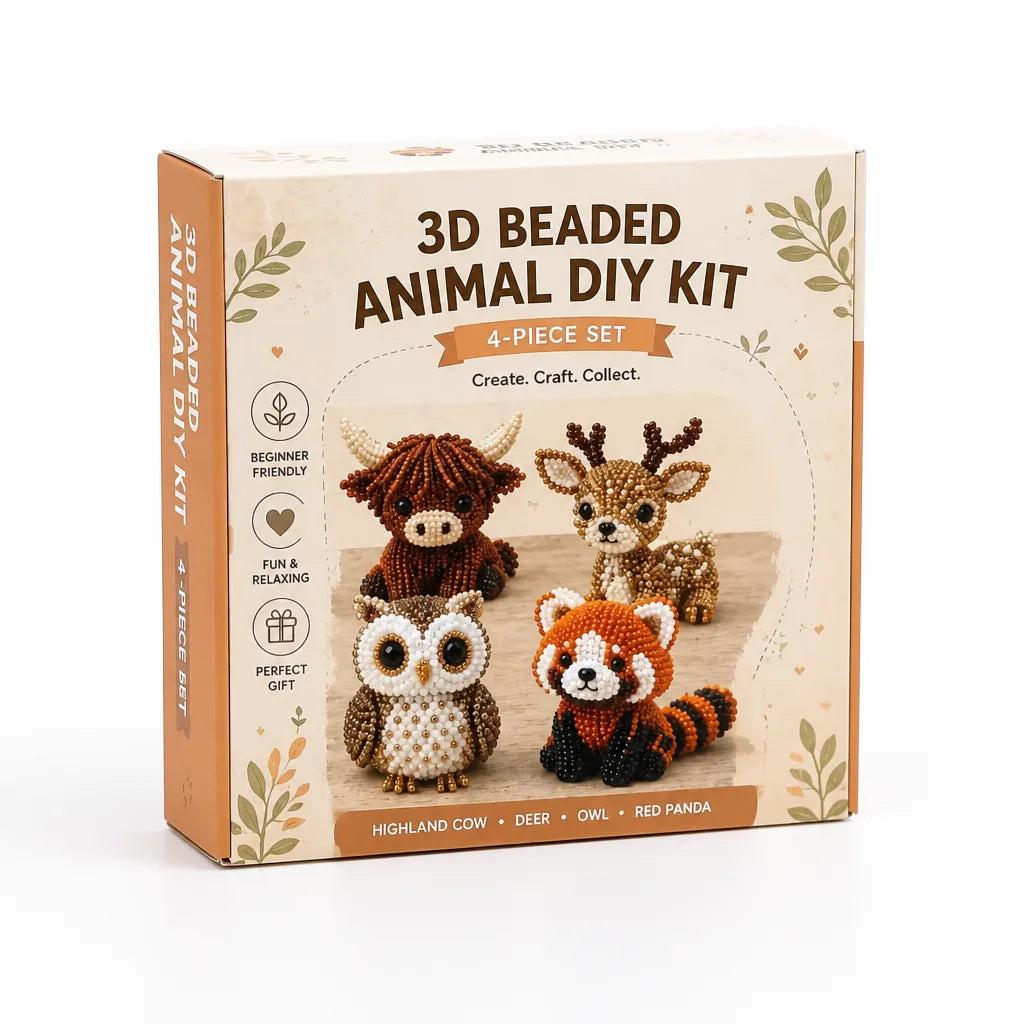 3D Animal Bead Craft Kit Pre-Sorted Beads Tools Included