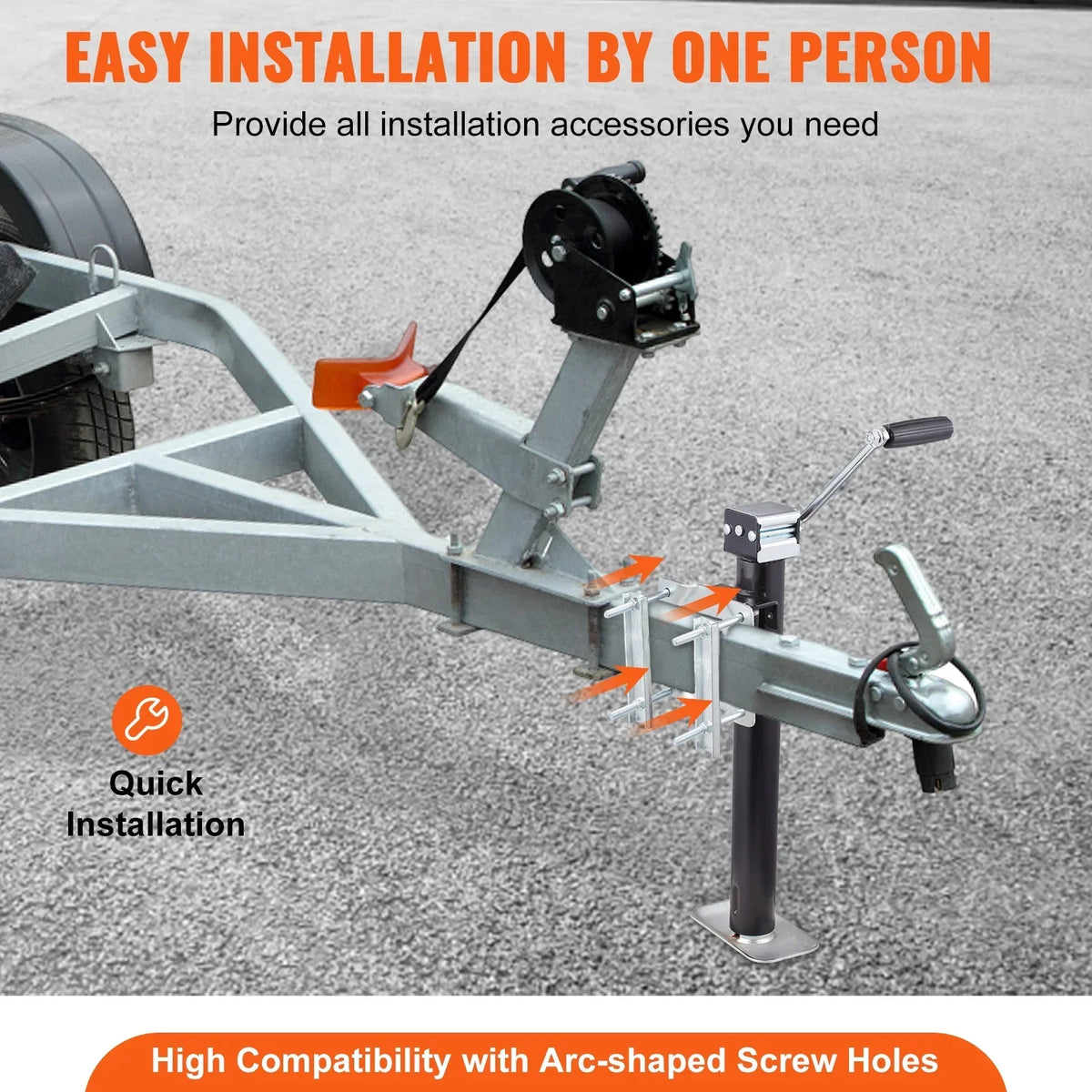 A-Frame Trailer Jack 5,000 lb Capacity Drop Leg Zinc-Plated Finish