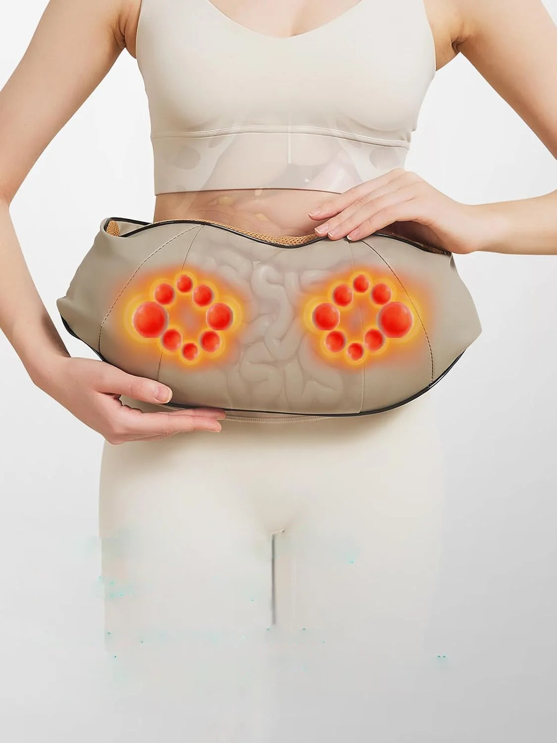 Abdominal Massager Dual Rotating Heads Built-In Heat Rechargeable